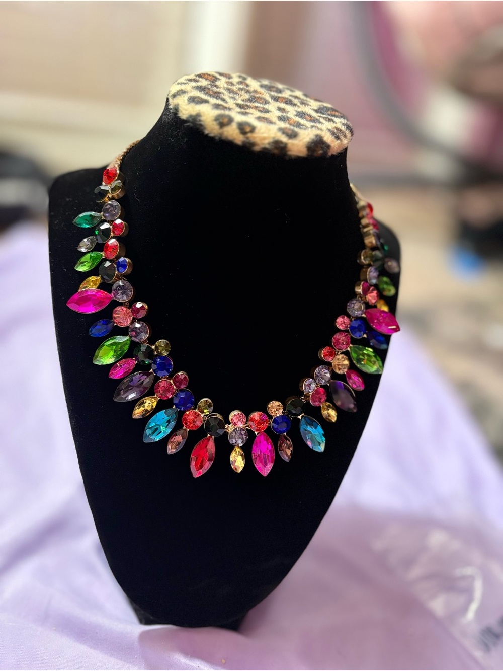 Natasha Couture Multicolor Crystal Bib Necklace - Picture 4 of 7